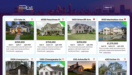 Front end proof of concept for a real estate site built on React